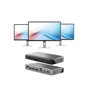 USB-C 전원 공급 기능이 있는 Clarity Max 32인치 UHD 4K 모니터(3개 팩) + DX3 트리플 4K 디스플레이 범용 도킹 스테이션 – 100W 전원 공급 기능