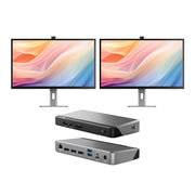 Clarity Max Pro 32인치 UHD 4K 모니터, USB-C 전원 공급 및 웹캠(3개 팩) + DX3 트리플 4K 디스플레이 범용 도킹 스테이션 – 100W 전원 공급