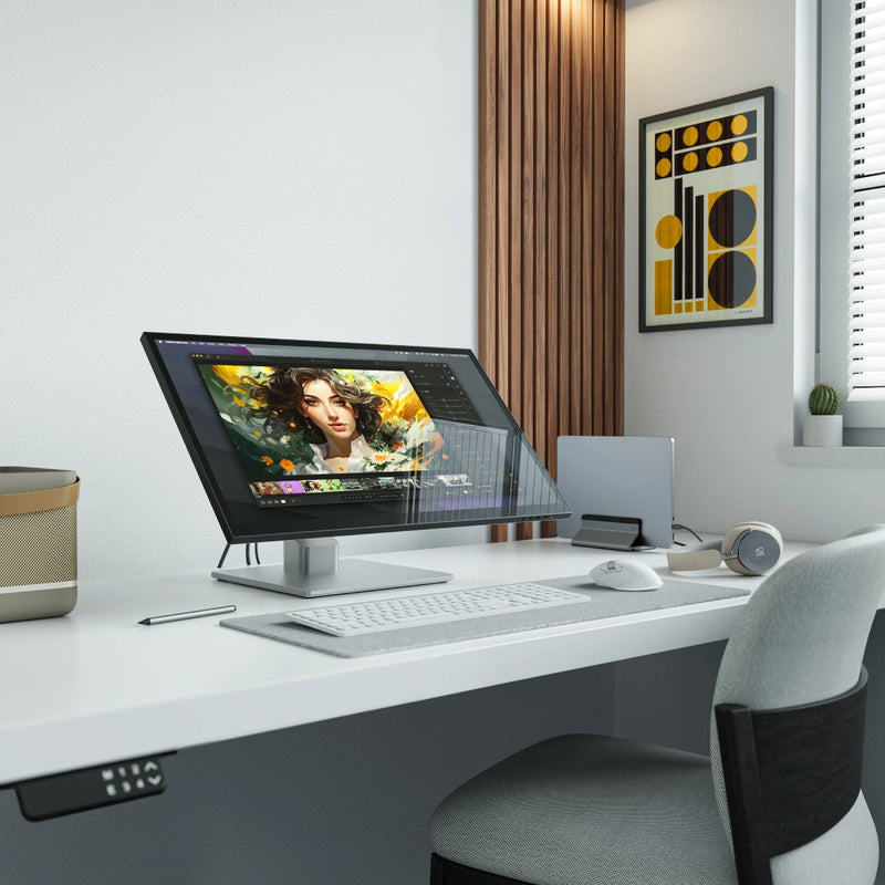 Clarity Fold Touch 27인치 4K UHD 모니터, 65W 전원 공급, 웹캠, 터치스크린 및 접이식 스탠드