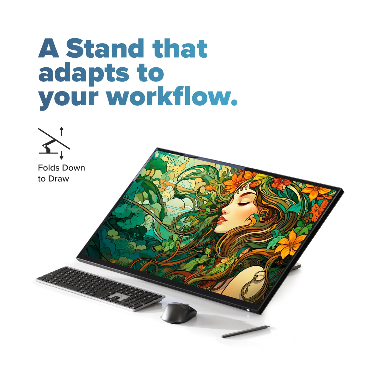 Clarity Fold Touch 32인치 4K UHD 모니터, 65W 전원 공급, 웹캠, 터치스크린 및 접이식 스탠드