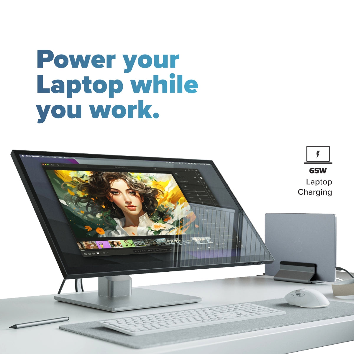 Clarity Fold Touch 32인치 4K UHD 모니터, 65W 전원 공급, 웹캠, 터치스크린 및 접이식 스탠드