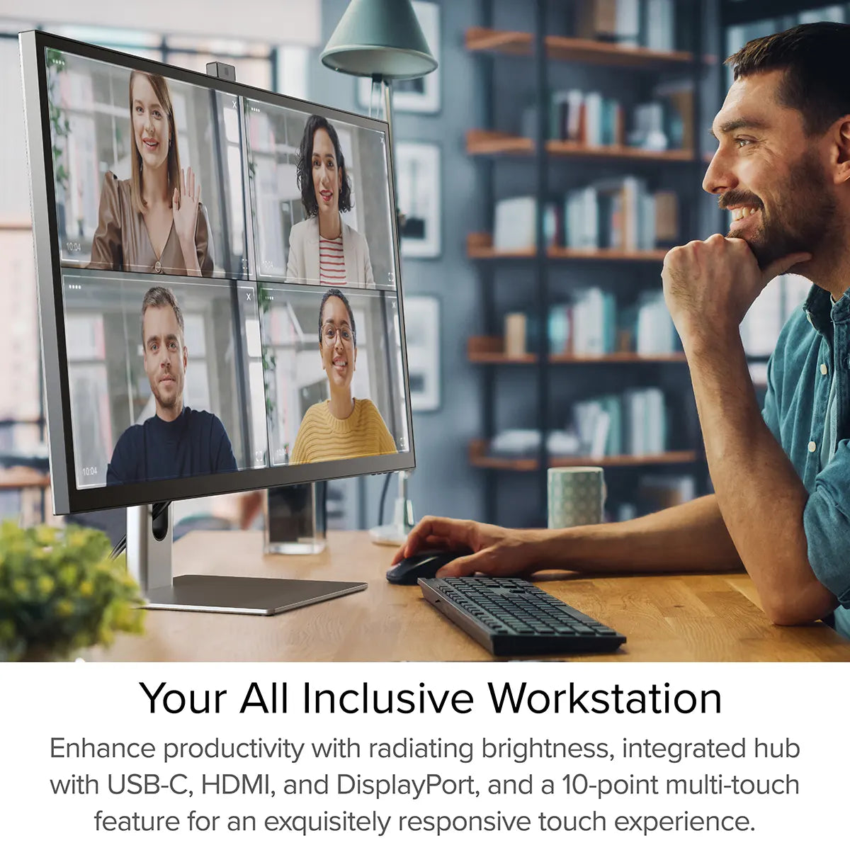Clarity Max Pro 32인치 UHD 4K 모니터(USB-C 전원 공급 및 웹캠 포함)(2개 팩) + 듀얼 4K 범용 도킹 스테이션 - DisplayPort 에디션