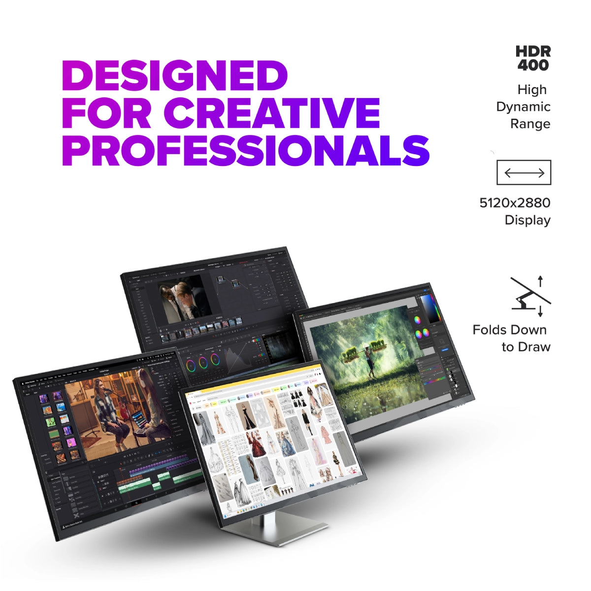 USB-C 전원 공급 및 터치스크린을 갖춘 Clarity 5K 접이식 터치 27인치 UHD 모니터