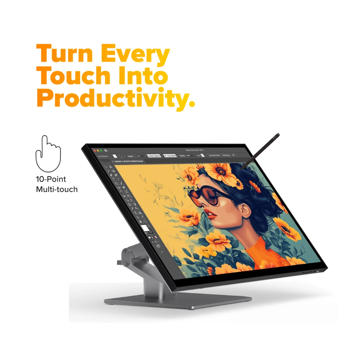 Clarity Fold Touch 27인치 4K UHD 모니터, 65W 전원 공급, 웹캠, 터치스크린 및 접이식 스탠드