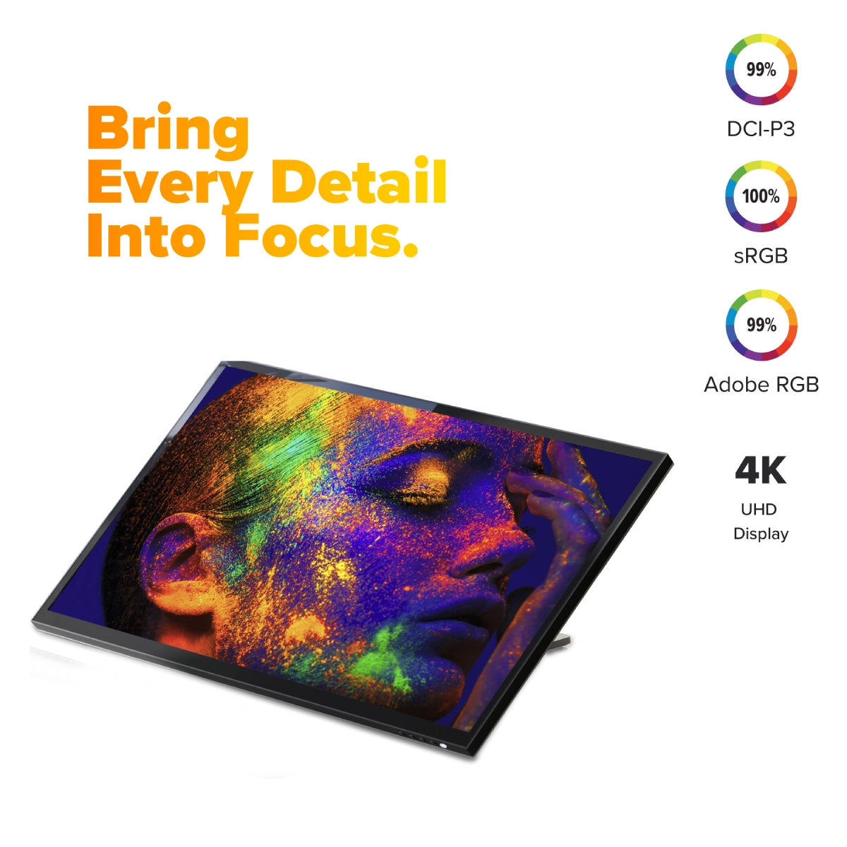 Clarity Fold Touch 27인치 4K UHD 모니터, 65W 전원 공급, 웹캠, 터치스크린 및 접이식 스탠드