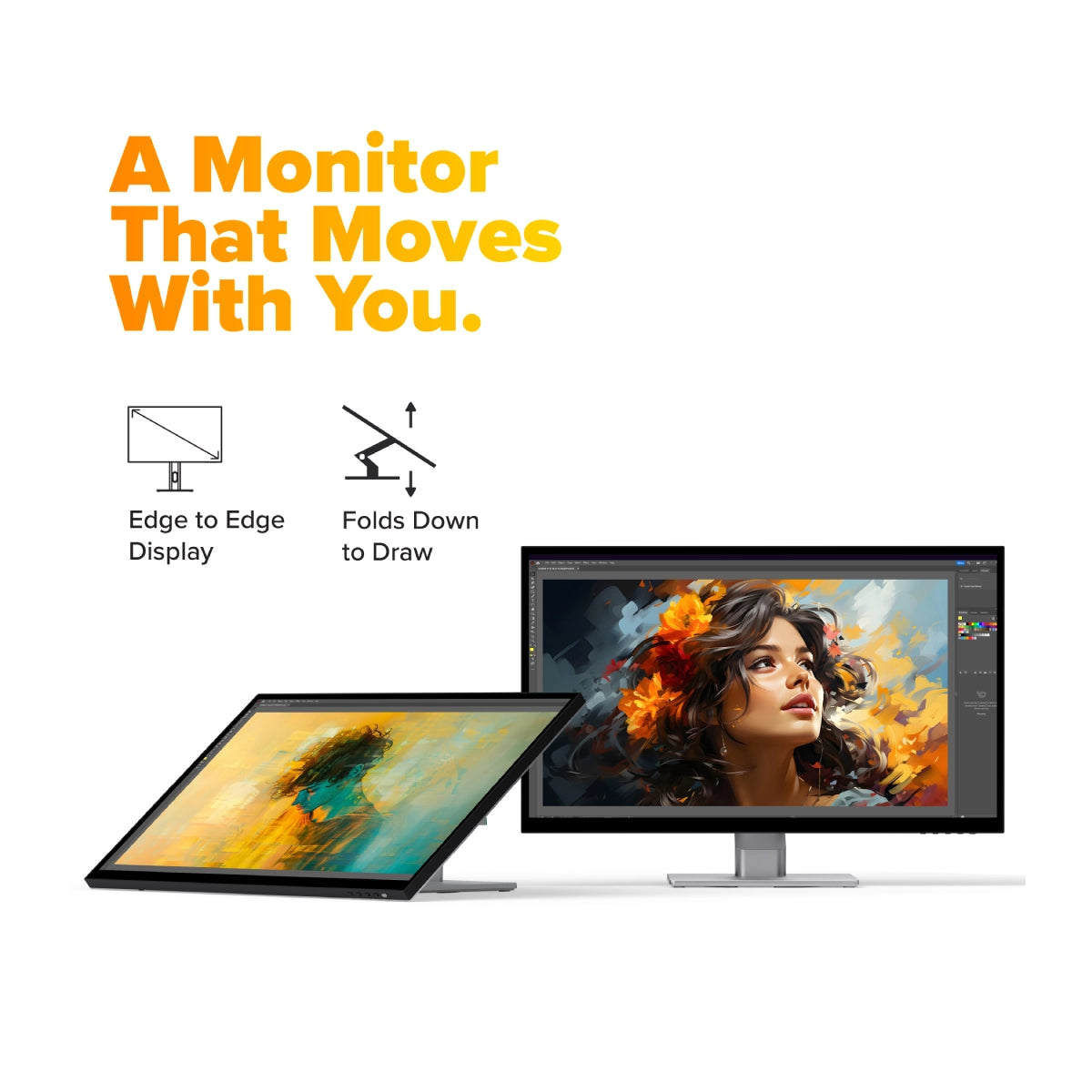 Clarity Fold Touch 27인치 4K UHD 모니터, 65W 전원 공급, 웹캠, 터치스크린 및 접이식 스탠드