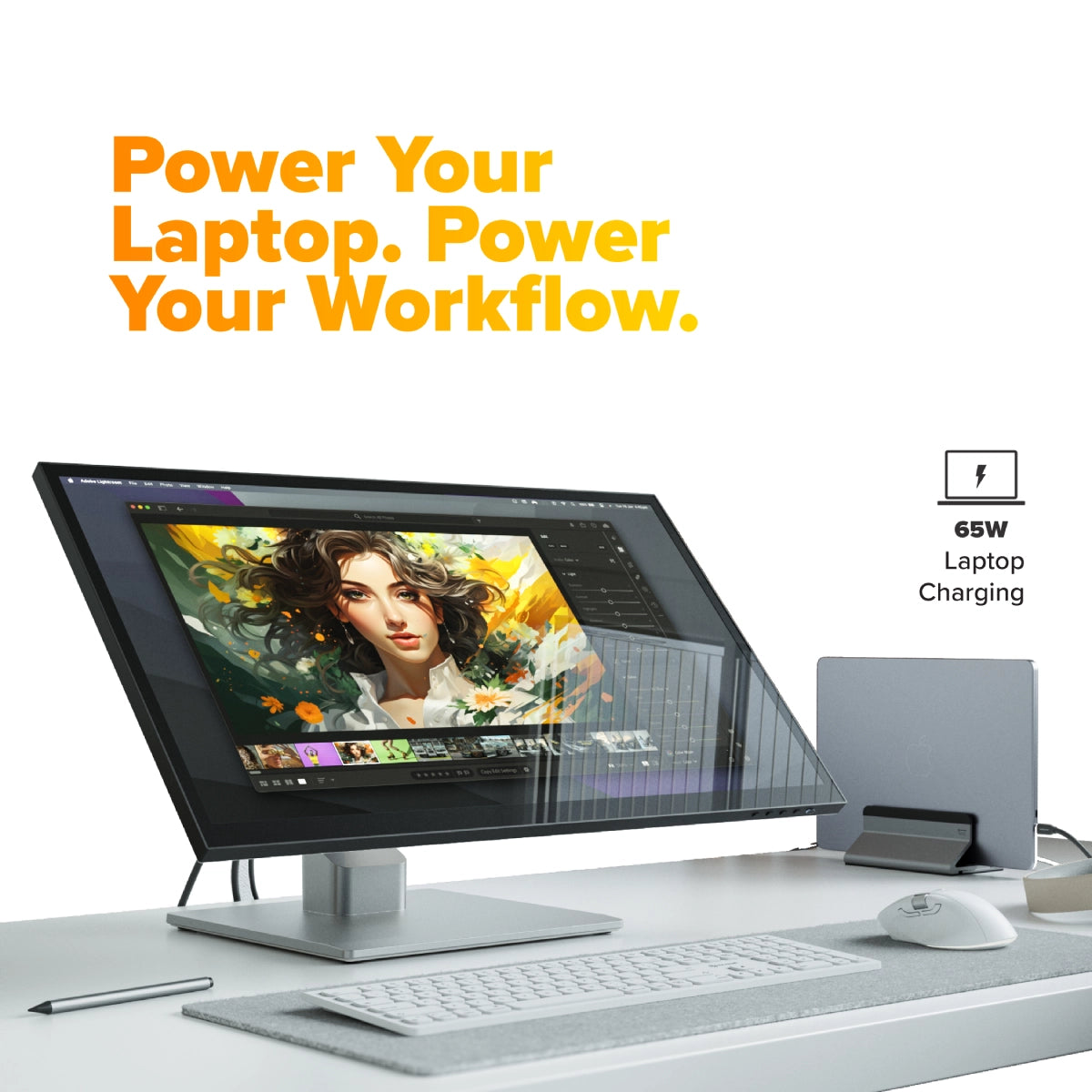 Clarity Fold Touch 27인치 4K UHD 모니터, 65W 전원 공급, 웹캠, 터치스크린 및 접이식 스탠드