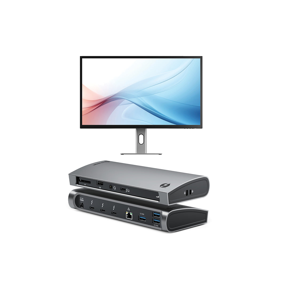 USB-C 전원 공급 기능이 있는 Clarity Max 32인치 UHD 4K 모니터 + Thunderbolt 4 BLAZE 도킹 스테이션