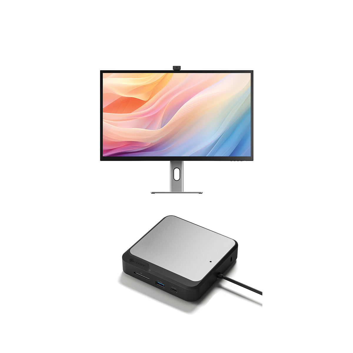 Clarity Max Pro 32인치 UHD 4K 모니터, USB-C 전원 공급 및 웹캠 + 듀얼 4K 범용 도킹 스테이션 - DisplayPort 에디션