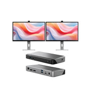65W PD 및 웹캠을 갖춘 Clarity Pro 27인치 UHD 4K 모니터(2개 팩) + 65W 전력 공급을 갖춘 DX2 듀얼 4K 디스플레이 범용 도킹 스테이션