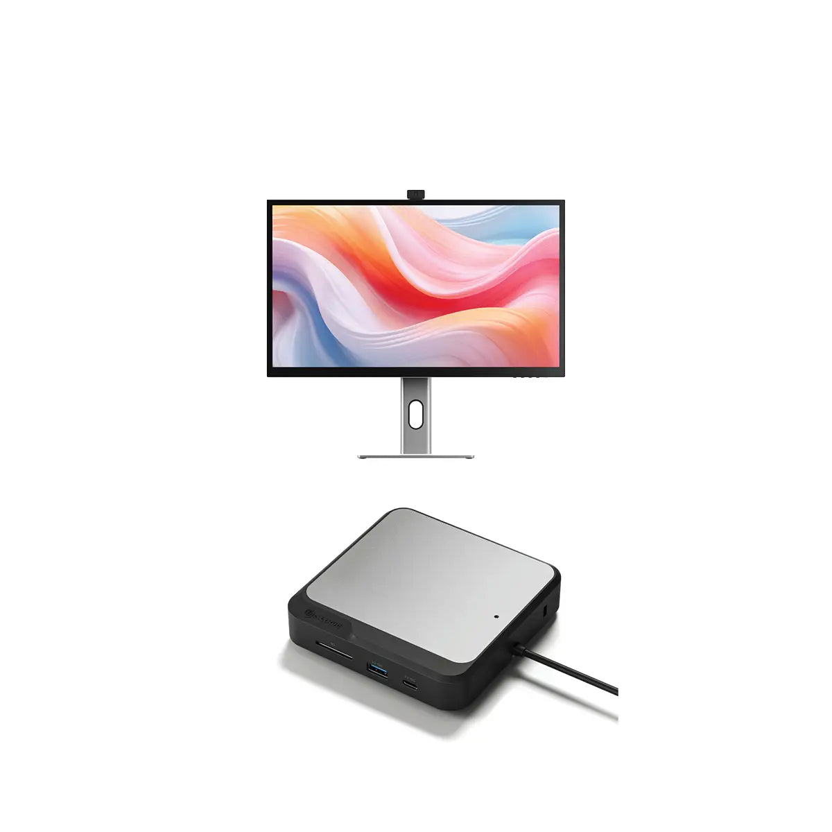 Clarity Pro 27" UHD 4K Monitor with 65W PD and Webcam + Dual 4K Universal Docking Station DisplayPort Edition