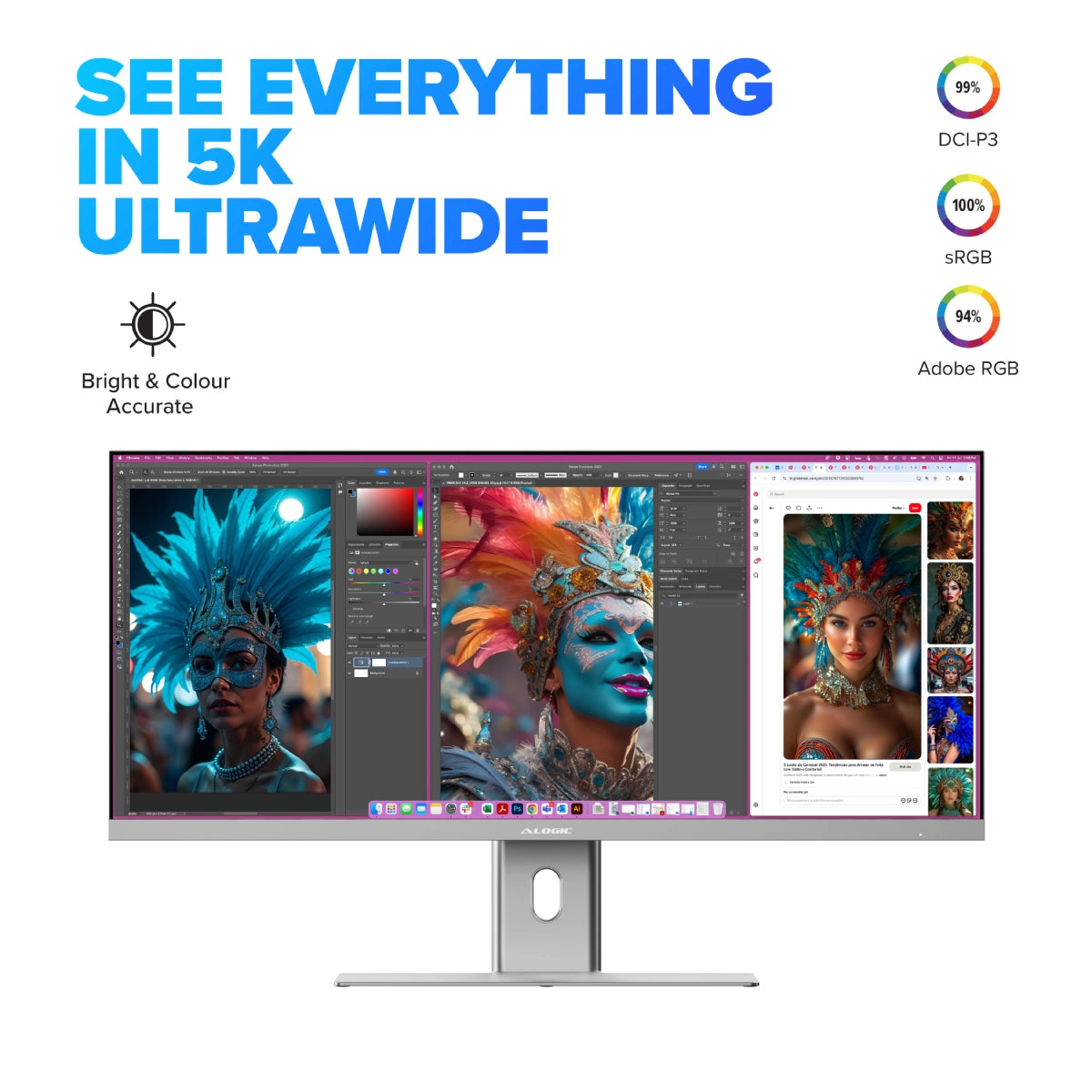 40" Edge 21:9 Ultrawide 5K (5120 x 2160) 100Hz Monitor with USB-C Dock and 90W Power Delivery