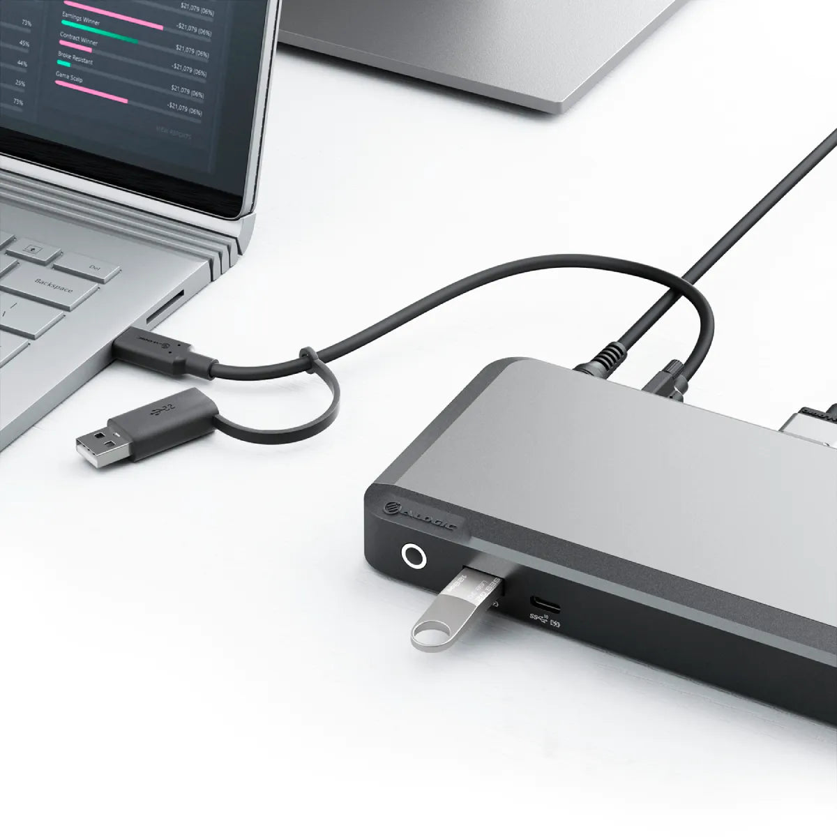 MX2 USB-C 듀얼 디스플레이 DP Alt. 모드 도킹 스테이션 - 65W 전력 공급 포함