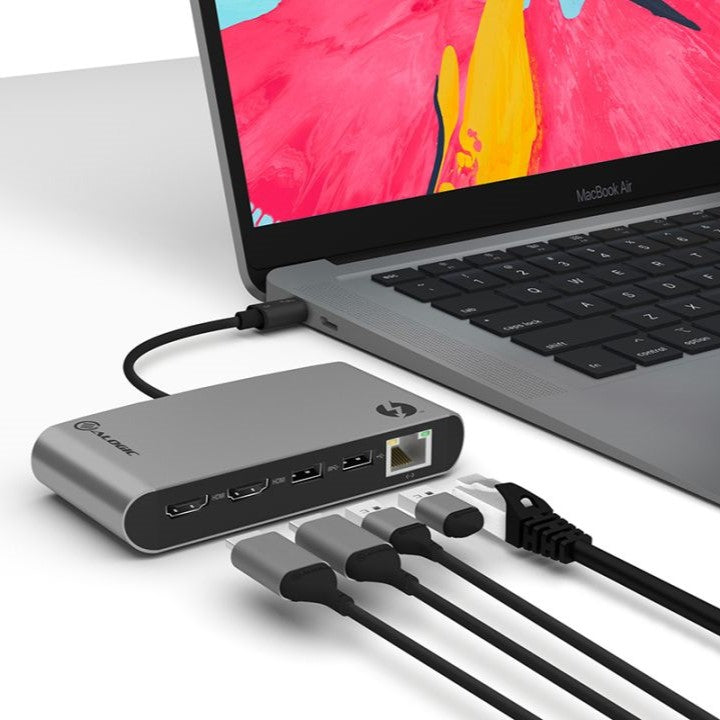 4K를 지원하는 ThunderBolt 3 듀얼 HDMI 휴대용 도킹 스테이션