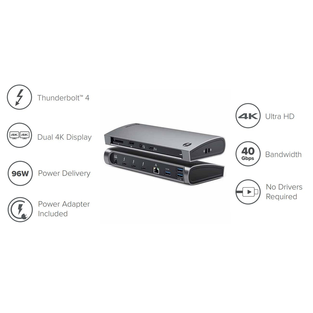 Clarity Pro 27인치 UHD 4K 모니터(65W PD 및 웹캠 포함)(2개 팩) + Thunderbolt 4 BLAZE 도킹 스테이션