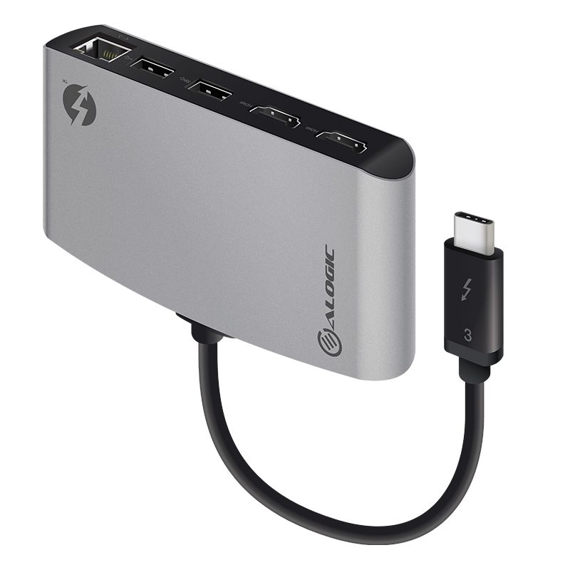 4K를 지원하는 ThunderBolt 3 듀얼 HDMI 휴대용 도킹 스테이션